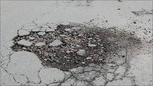 Pothole in Horley, Surrey