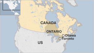 Map of Ontario, Canada