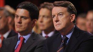 David Miliband and Lord Mandelson at Labour conference 2009