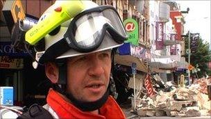 Terry Jewell, a rescue worker from Essex, in Christchurch