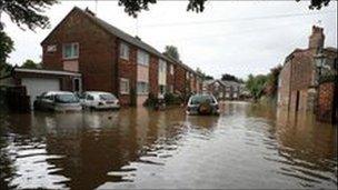 Flooding scene in East Yorkshire