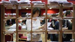 Election official counts votes in Castlebar