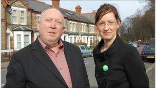 Green MEP Keith Taylor and Green Party candidate for Reading's Park ward Melanie Eastwood