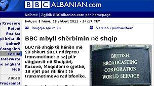 BBC Albanian website - screen grab