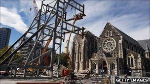 Christchurch Cathedral, seen on 1 March 2011