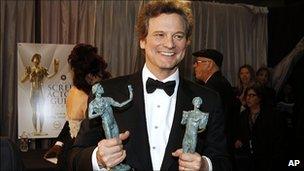 Colin Firth with Screen Actors Guild awards