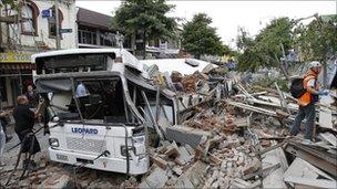 Destruction in Christchurch following earthquake