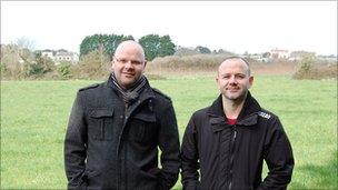 Jon and Paul Stephen in a field in St Sampson, Guernsey