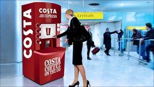 Artists impression of Costa Coffee vending machine