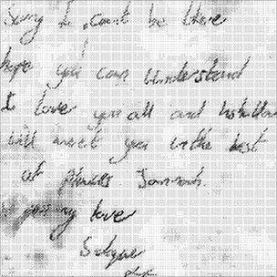 The note Khan left for his wife and daughter