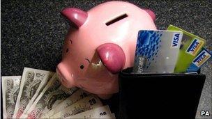 Piggy bank and money