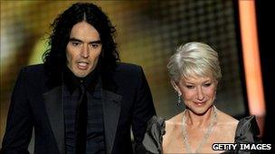 Dame Helen Mirren with Russell Brand