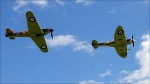 A Hurricane and Spitfire aircraft