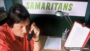 Samaritans counsellor taking a call