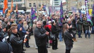 Protesters in Sheffield