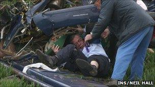 Nigel Farage in a wrecked plane on general election day