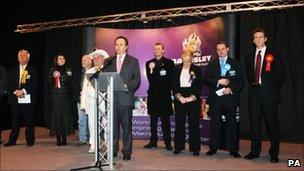 The UKIP candidate in Barnsley (third from right) came second while the Lib Dems came sixth