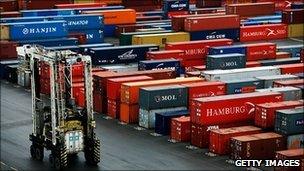 Freight containers at Tilbury Dock