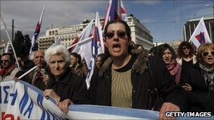 Anti-austerity protesters in Athens