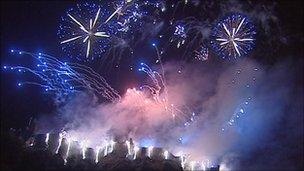 Fireworks above Edinburgh Castle in 2010