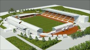 Artists impressions of the refurbished Copthall stadium