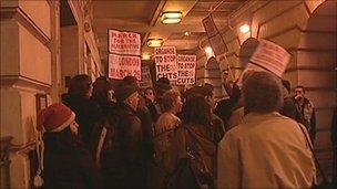 Protesters outside the Council House