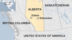 Map of Canada's Alberta province