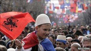 Independence anniversary celebrations in Pristina. 17 Feb 2011