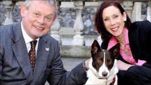 Martin Clunes with Penny and new owner Ellen Stevens