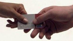 Card being handed over