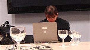 Woman at boardroom (picture posed by model)