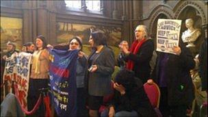 Anti-cuts demo in Manchester Town Hall