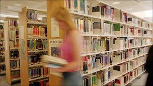 Students in university library