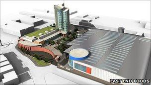 Artist's impression of East End Foods cash and carry, hotel and conference development in Aston