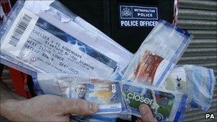 Tickets recovered from a suspected ticket tout