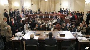 The hearing room at the US capitol building