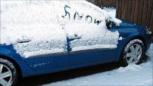 Snow on a car in Inverness on Friday