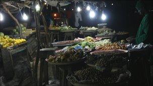 A market at night