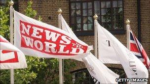 News of the World flag outside News International