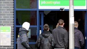 Youths outside a Job Centre