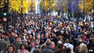 People in a busy Oxford Street in central London