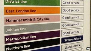 A Tube "service update" board