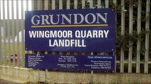 Wingmoor landfill sign