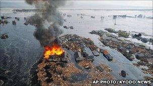 Homes in Sendai destroyed by the tsunami