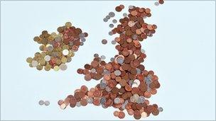 UK map in coins