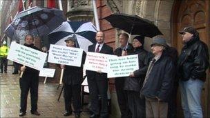 Taxi drivers protest outside Tynwald