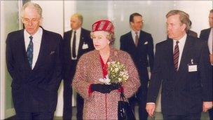 Her Majesty the Queen with Eric Lomas and Sir Norman Payne