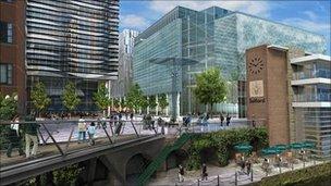 Artist's impression of Salford regeneration in the Spinningfields area (Pic: Salford City Council)