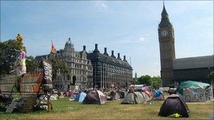 'Democracy Village' in Parliament Square