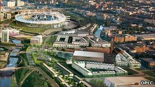 Artists' impression of Area 3 of the Olympic Park